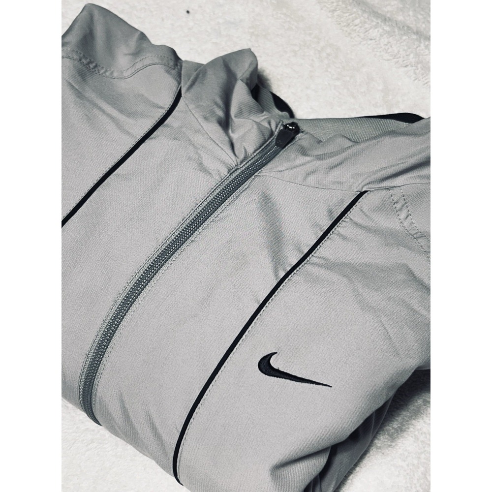 Vintage 2008 Nike Fit Dry Full Zip Track Jacket Gray Black Piping Men's XL